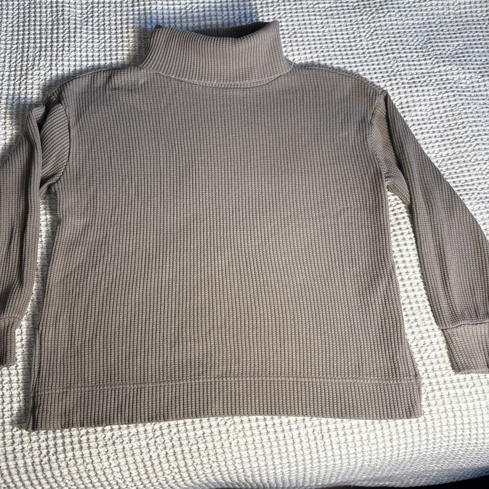 GAP Turtleneck Pullover Sweater Women's XS Brown Waffle Knit Long Sleeve Top
